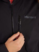 Marmot Women's Superalloy Bio Rain Jacket Black packed pocket