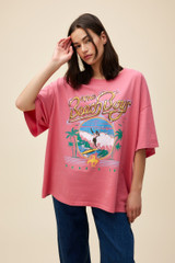 Daydreamer Women's The Beach Boys Surfs Up One Size Tee in Rose Water colorway