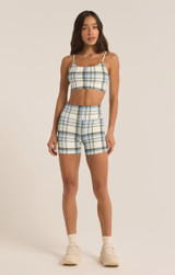 Z Supply Women's Daily Plaid Bike Shorts in Sandstone colorway