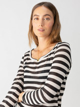 Sanctuary Women's Keep It Simple Stripe Long Sleeve Top in Toasted Almond Stripe