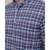 The Southern Tide Men's Bellinger Intercoastal Plaid Long Sleeve Sport Shirt in Dress Blue