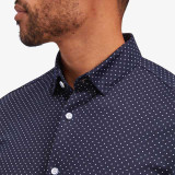 Mizzen+Main Men's Halyard Dress Shirt Navy Dot close-up