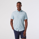 Mizzen+Main Men's Leeward Short Sleeve Dress Shirt in White Geo Bloom detail view