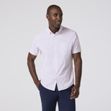 Mizzen+Main Men's Leeward Short Sleeve Dress Shirt in Mulberry Double Diamond detail view