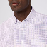 Mizzen+Main Men's Leeward Short Sleeve Dress Shirt in Mulberry Double Diamond back view