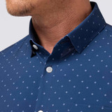 Mizzen+Main Men's Leeward Short Sleeve Dress Shirt in Midnight Navy Alternating Kite detail view