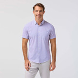 Mizzen+Main Men's Leeward Short Sleeve Dress Shirt in Pink Salt Retro Boomerang detail view