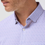 Mizzen+Main Men's Leeward Short Sleeve Dress Shirt in Pink Salt Retro Boomerang back view