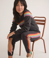 Marine Layer Women's Anytime Sweatpants in Washed Black Stripe colorway