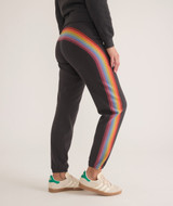 Marine Layer Women's Anytime Sweatpants in Washed Black Stripe colorway