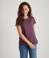 Marine Layer Women's Swing Solid Crew Tee in Windsor Wine colorway