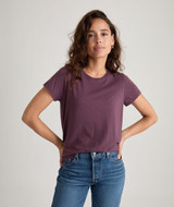 Marine Layer Women's Swing Solid Crew Tee in Windsor Wine colorway