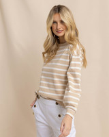 Southern Tide Women's Zayla Striped Top in Irish Cream colorway