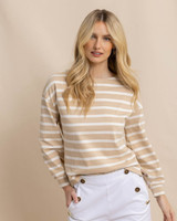 Southern Tide Women's Zayla Striped Top in Irish Cream colorway