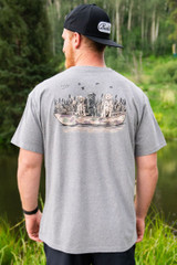 Burlebo Men's Dogs On The Boat Pocket Tee in Dark Heather Grey colorway