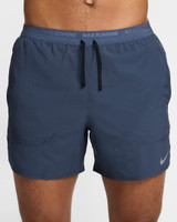 The Nike Men's Dri-FIT Stride 5 inch Brief-Lined Running Shorts in Thunder Blue