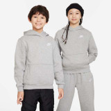 The Nike Youth Sportswear Club Fleece Hoodie in the Dark Grey Heather Colorway