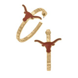 Canvas Style Texas Longhorns Enamel Logo Hoop Earrings in Burnt Orange and Gold detail view