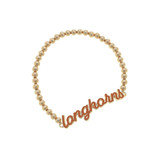 Canvas Style Texas Longhorns Enamel Script Stretch Bracelet in Burnt Orange/Gold