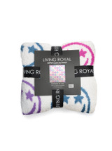 Living Royal Star Smile Blanket in White/Purple/Multi