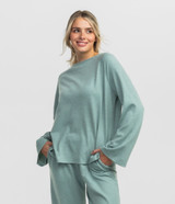 Southern Shirt Women's Cozy Cloud Boatneck Top in Cool Mint