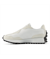 The New Balance Women's 327 Sneakers in White and Glint Blue