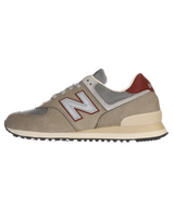 The New Balance Men's 574 Shoes in Sea Salt White and Burgundy