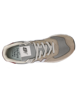 The New Balance Men's 574 Shoes in Sea Salt White and Burgundy