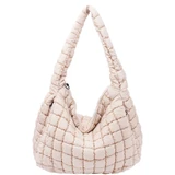 Street Level Quilted Carryall Tote Bag Ivory front view