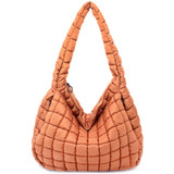 Street Level Quilted Carryall Tote Bag Caramel front view