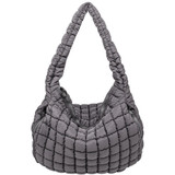 Quilted Carryall Tote Bag in Grey