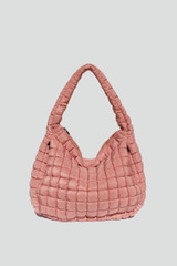 Street Level Quilted Carryall Tote Bag Blush front view