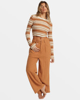 Billabong Women's Clare Stripe Sweater in Sandalwood