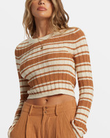 Billabong Women's Clare Stripe Sweater in Sandalwood