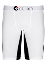 The Ethika Men's Solid Staple Boxer Briefs in White and Black