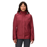 The Marmot Women's Precip Eco Jacket in the Grapefruit Colorway in acai Berry