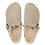 Birkenstock Women's Boston Shearling clog in Taupe colorway