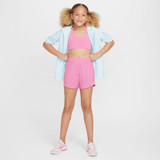Nike Girls' One Big Kids' Dri-FIT High-Waisted Woven Training Shorts in Magic Flamingo Colorway