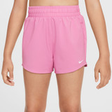 Nike Girls' One Big Kids' Dri-FIT High-Waisted Woven Training Shorts in Magic Flamingo Colorway