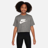 The Nike Girls' Sportswear Cropped T-Shirt in Dark Grey Heather