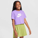 The Nike Girls' Sportswear Cropped T-Shirt in the Black Raspberry Colorway