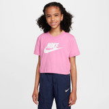 The Nike Girls' Sportswear Cropped T-Shirt in Magic Flamingo
