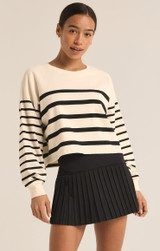 Z Supply Women's Line Up Stripe Sweatshirt in Sandstone