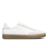 The Clae Men's Deane Leather Sneakers in White Silver and Mink Clear