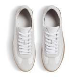 The Clae Men's Deane Leather Sneakers in White Silver and Mink Clear