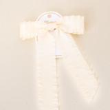 The Darling Effect Ruffle Hair Bow in Cream