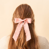 The Darling Effect Ruffle Hair Bow in Blush