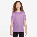 The Nike Kids' Sportswear Legend DRI-FIT Tee in Rush Fuchsia/Pure/Heather