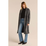 Z Supply Women's Mason Windowpane Knit Coat in Charcoal Heather