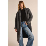 Z Supply Women's Mason Windowpane Knit Coat in Charcoal Heather